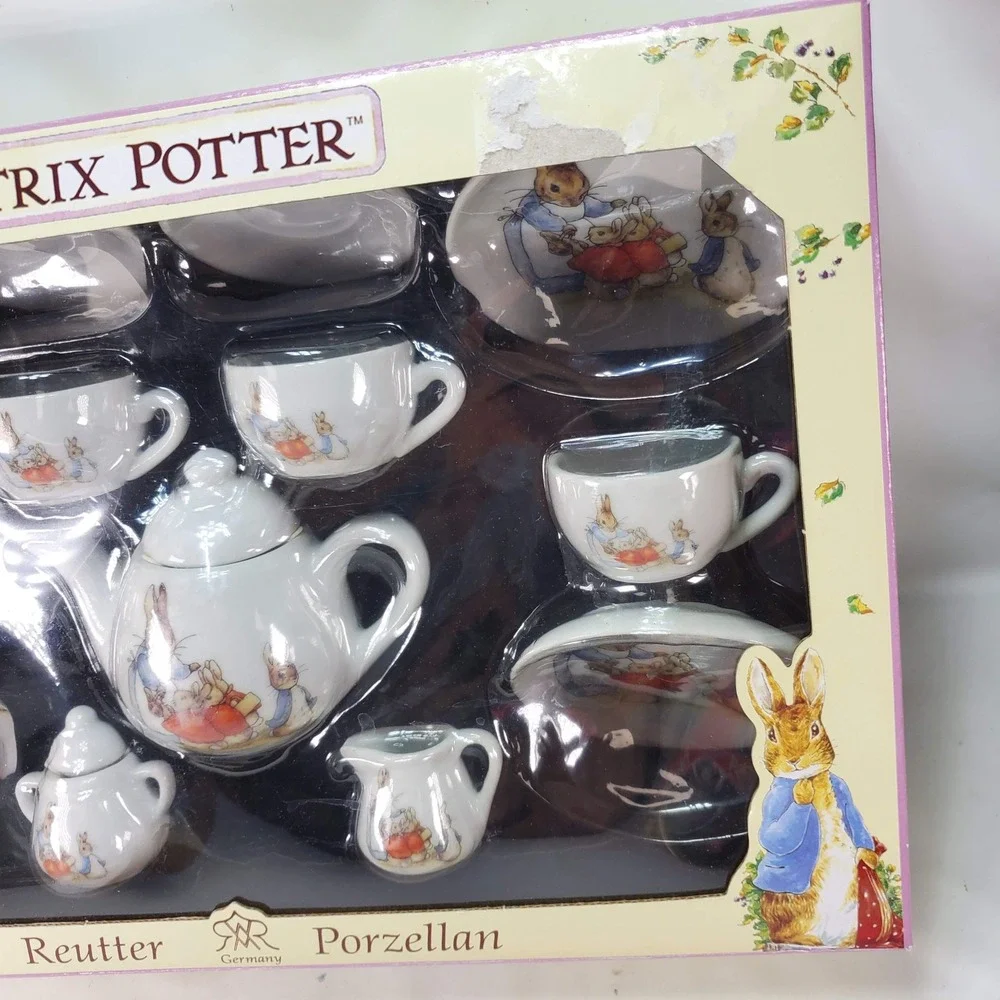 Reutter Porzellan Beatrix Potter Peter Rabbit Child Tea Set White Germany 56.580
